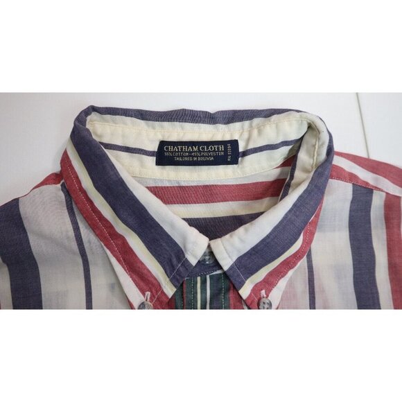 VINTAGE MEN S STRIPED BUTTON-UP SHIRT - CHATHAM CLOTH - SIZE L TALL - Picture 5 of 7